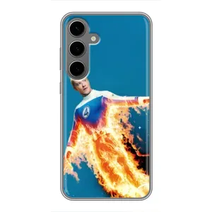 Чехол с принтом Фантастическая четверка для Samsung Galaxy S24 Plus (Человек-факел в огне)
