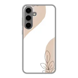 Силиконовый чехол с принтом в цветах на Samsung Galaxy S24 Plus (Нюдовая веточка абстракция)