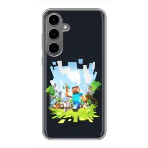 Чехол Майнкрафт на Samsung Galaxy S24 Plus (AlphaPrint) Minecraft (персонажи Minecraft)