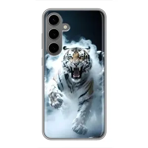 Чохол з картинкою 'Хижаки' для Samsung Galaxy S24 Plus (Білий тигр у диму)