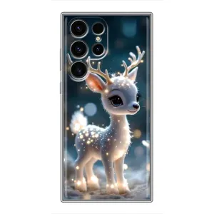 Яркий чехол для Samsung Galaxy S24 Ultra с Зимними Оленятами (Блестящий олененок)