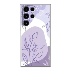 Силиконовый чехол с принтом в цветах на Samsung Galaxy S24 Ultra (Фиолетовые листья абстракция)