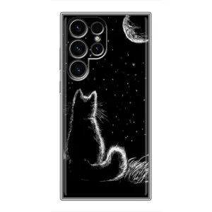 Чехол с принтом для Samsung Galaxy S24 Ultra (AlphaPrint) Модные коты (Котик и луна)