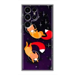 Чехлы с картинкой Лисички для Samsung Galaxy S24 Ultra (VPrint) (Лисички космонавты)
