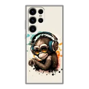 Чехол с Обезьянами Samsung Galaxy S24 Ultra - (AlphaPrint) (Макака в наушниках)