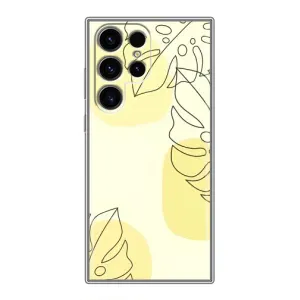 Силиконовый чехол с принтом в цветах на Samsung Galaxy S24 Ultra (Желтая монстера арт)