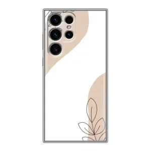 Силиконовый чехол с принтом в цветах на Samsung Galaxy S24 Ultra (Нюдовая веточка абстракция)
