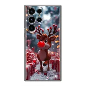 Яркий чехол для Samsung Galaxy S24 Ultra с Зимними Оленятами (Олень среди подарков)