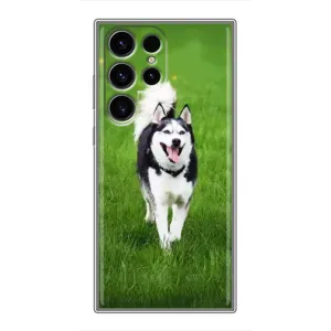 Чехол с Хаски для Samsung Galaxy S24 Ultra - (AlphaPrint) (Радостный Хаски)