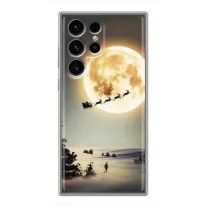 Новогодние, Праздничные Чехлы для Samsung Galaxy S24 Ultra - 2024 год (Санта на луне)