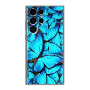 Чехол с принтом для Самсунг С24 Ультра - (Прикольные) (AlphaPrint) (Синие бабочки)