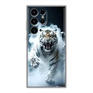 Чехол с картинкой «Хищники» для Samsung Galaxy S24 Ultra (Белый тигр в дыму)