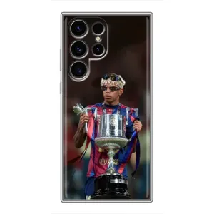 Чехол с футболистом Ламин Ямаль Samsung Galaxy S24 Ultra (Ямаль с кубком)