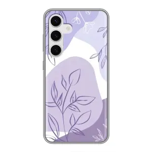 Силиконовый чехол с принтом в цветах на Samsung Galaxy S24 (Фиолетовые листья абстракция)