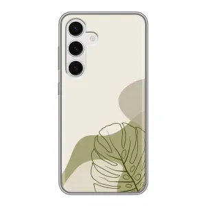 Силиконовый чехол с принтом в цветах на Samsung Galaxy S24 (Зеленая монстера дизайн)