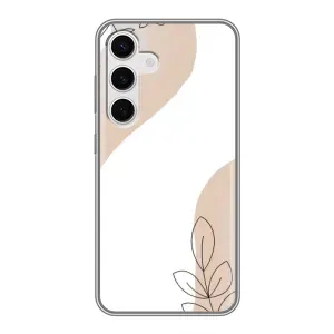 Силиконовый чехол с принтом в цветах на Samsung Galaxy S24 (Нюдовая веточка абстракция)