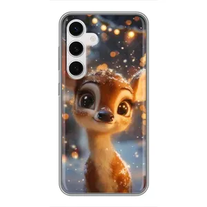 Яскравий чохол для Samsung Galaxy S24 з Зимові Оленята (Оленятко серед гірлянд)