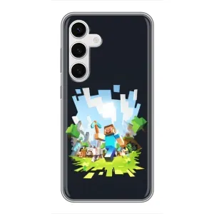 Чехол Майнкрафт на Samsung Galaxy S24 (AlphaPrint) Minecraft (персонажи Minecraft)