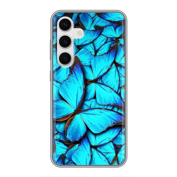 Чохол з принтом «Сині метелики» для Samsung Galaxy S24