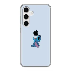 Чехол с принтом Стич на Samsung Galaxy S24 (Stitch apple)