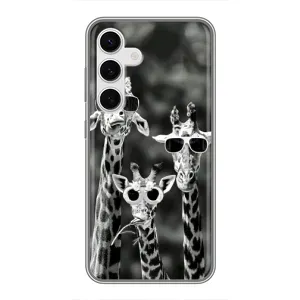 Силіконовий чохол з КАРТИНКАМИ літо для Samsung Galaxy S24 (AlphaPrint) (Жирафи в окулярах)