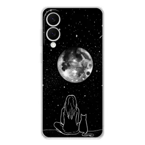 Чехол с рисунком кот на Samsung Galaxy S25 Edge (Девушка с котом)