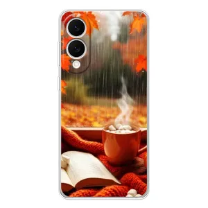 Чехол с уникальным дизайном «Осень с кофе» для Samsung Galaxy S25 Edge (Кофе и дождь)