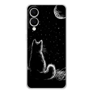 Чехол с принтом для Samsung Galaxy S25 Edge (AlphaPrint) Модные коты (Котик и луна)