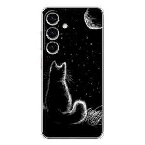 Чохол з принтом для Samsung Galaxy S25 FE (AlphaPrint) Модні коти (Котик і місяць)