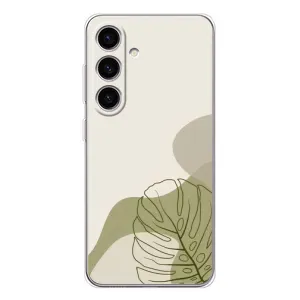 Силиконовый чехол с принтом в цветах на Samsung Galaxy S25 FE (Зеленая монстера дизайн)
