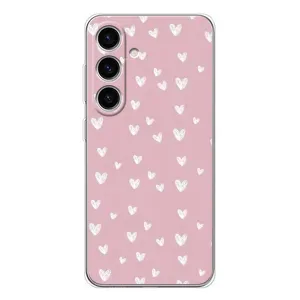 Чохол з розовим принтом для Samsung Galaxy S25 FE (Сердечки на рожевому)