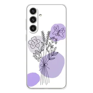 Силиконовый чехол с принтом в цветах на Samsung Galaxy S25 Plus (Букет фиолетовая абстракция)