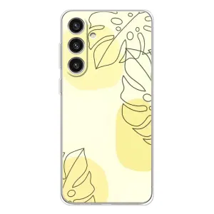 Силиконовый чехол с принтом в цветах на Samsung Galaxy S25 Plus (Желтая монстера арт)