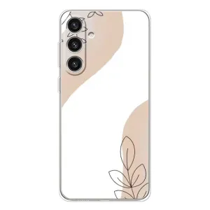 Силиконовый чехол с принтом в цветах на Samsung Galaxy S25 Plus (Нюдовая веточка абстракция)