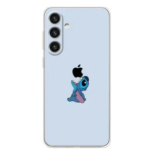 Чехол с принтом Стич на Samsung Galaxy S25 Plus (Stitch apple)