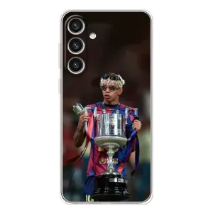 Чехол с футболистом Ламин Ямаль Samsung Galaxy S25 Plus (Ямаль с кубком)