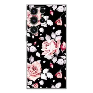 Чехлы с Цветами для Samsung Galaxy S25 Ultra (VPrint) (Цветочки на черном)