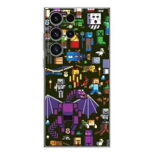 Чехол Майнкрафт на Samsung Galaxy S25 Ultra (AlphaPrint) Minecraft (Коллаж Майнкрафт)