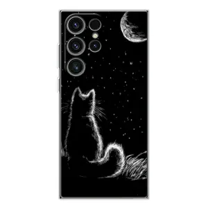 Чехол с принтом для Samsung Galaxy S25 Ultra (AlphaPrint) Модные коты (Котик и луна)