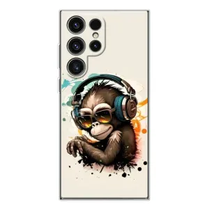 Чехол с Обезьянами Samsung Galaxy S25 Ultra - (AlphaPrint) (Макака в наушниках)