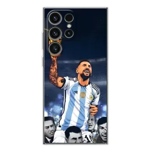 Чехлы для Samsung Galaxy S25 Ultra (Leo чемпион) (AlphaPrint) (Месси с кубком)