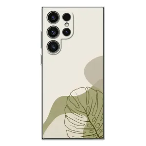 Силиконовый чехол с принтом в цветах на Samsung Galaxy S25 Ultra (Зеленая монстера дизайн)