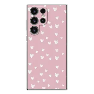 Чехол с розовым рисунком для Samsung Galaxy S25 Ultra (Сердечки на розовом)