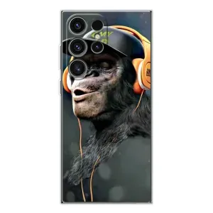 Чехол с Обезьянами Samsung Galaxy S25 Ultra - (AlphaPrint) (В наушниках)