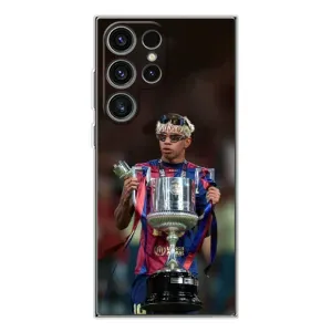 Чехол с футболистом Ламин Ямаль Samsung Galaxy S25 Ultra (Ямаль с кубком)