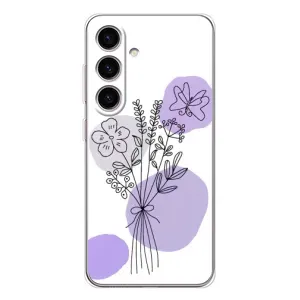 Силиконовый чехол с принтом в цветах на Samsung Galaxy S25 (Букет фиолетовая абстракция)