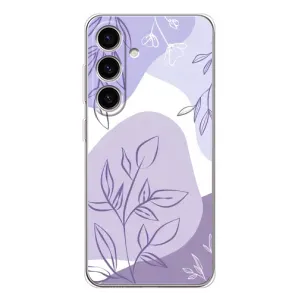 Силиконовый чехол с принтом в цветах на Samsung Galaxy S25 (Фиолетовые листья абстракция)