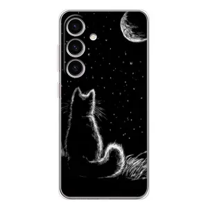 Чохол з принтом для Samsung Galaxy S25 (AlphaPrint) Модні коти (Котик і місяць)
