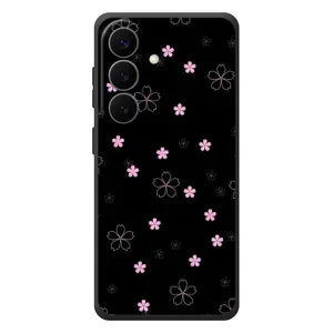 Чохол з розовим принтом для Samsung Galaxy S26 FE (Рожеві квіти на чорному)