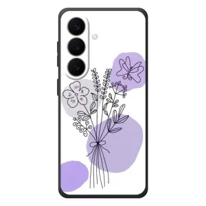 Силиконовый чехол с принтом в цветах на Samsung Galaxy S26 Plus (Букет фиолетовая абстракция)